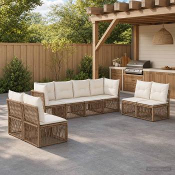 ARDEBO.de - Gartensofa-set 8 stk. Beige Poly-Rattan