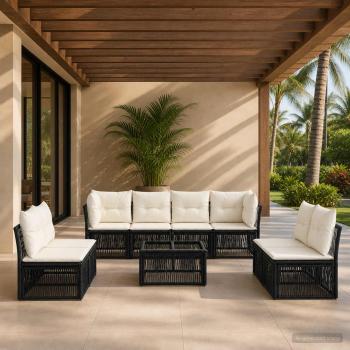 ARDEBO.de - Gartensofa-set 9 stk. Schwarz Poly-Rattan
