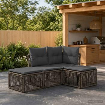 ARDEBO.de - Gartensofa-set 4 stk. Grau Poly-Rattan
