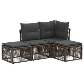 Gartensofa-set 4 stk. Grau Poly-Rattan