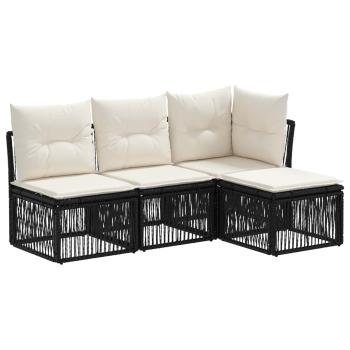 Gartensofa-set 4 stk. Schwarz Poly-Rattan