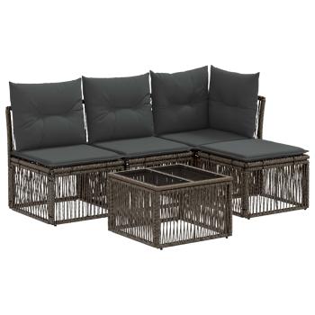 Gartensofa-set 5 Stk. Grau Poly-Rattan