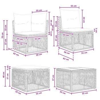 Gartensofa-set 5 Stk. Grau Poly-Rattan