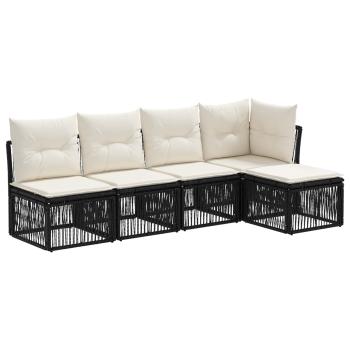 Gartensofa-set 5 Stk. Schwarz Poly-Rattan