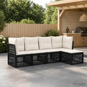 ARDEBO.de - Gartensofa-set 5 stk. Schwarz Poly-Rattan