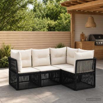ARDEBO.de - Gartensofa-set 4 stk. Schwarz Poly-Rattan