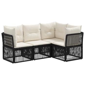 Gartensofa-set 4 stk. Schwarz Poly-Rattan