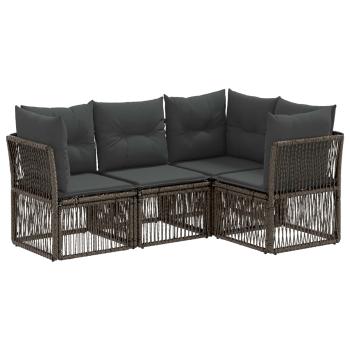 Gartensofa-set 4 stk. Grau Poly-Rattan