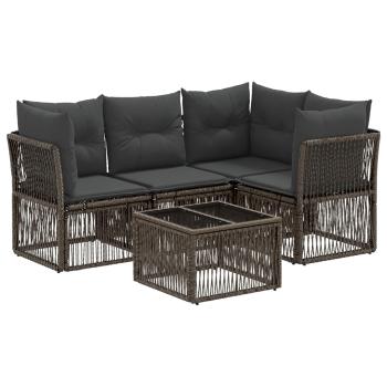 Gartensofa-set 5 Stk. Grau Poly-Rattan