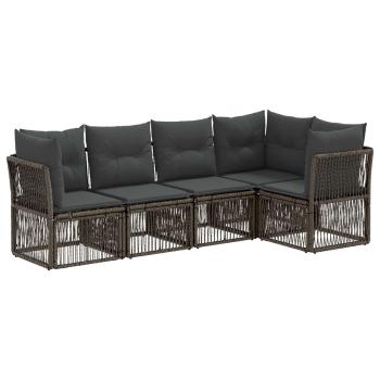 Gartensofa-set 5 stk. Grau Poly-Rattan