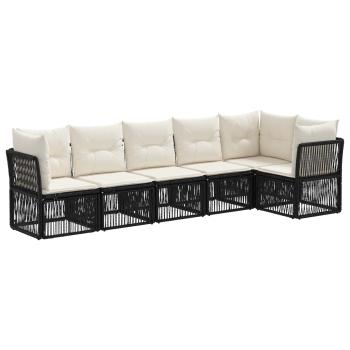 Gartensofa-set 6 stk. Schwarz Poly-Rattan