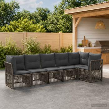ARDEBO.de - Gartensofa-set 6 stk. Grau Poly-Rattan