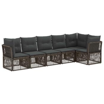 Gartensofa-set 6 stk. Grau Poly-Rattan