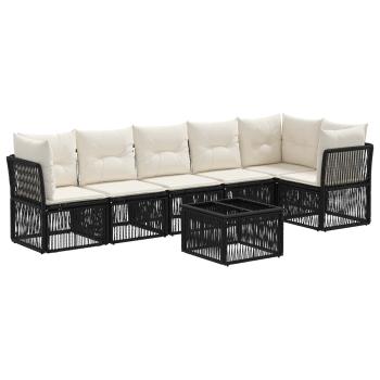 Gartensofa-set 7 stk. Schwarz Poly-Rattan