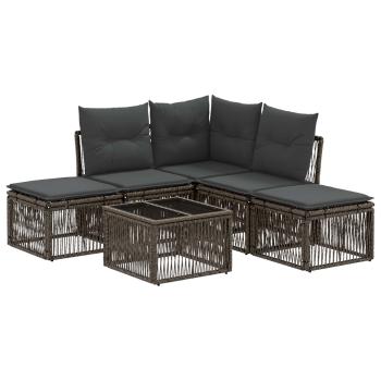 Gartensofa-set 6 Stk. Grau Poly-Rattan