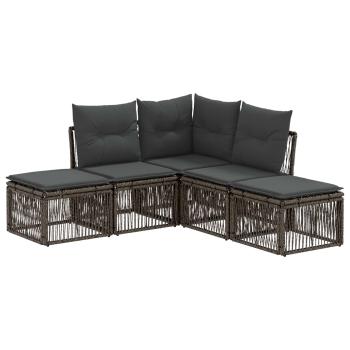 Gartensofa-set 5 stk. Grau Poly-Rattan