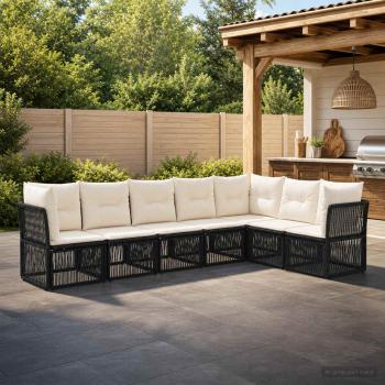 ARDEBO.de - Gartensofa-set 7 stk. Schwarz Poly-Rattan