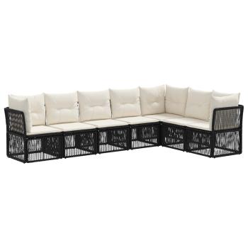 Gartensofa-set 7 stk. Schwarz Poly-Rattan
