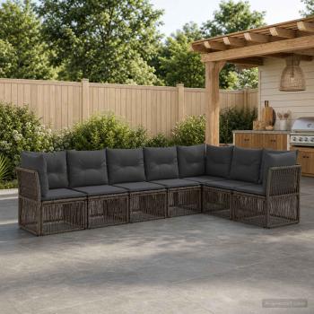 ARDEBO.de - Gartensofa-set 7 stk. Grau Poly-Rattan
