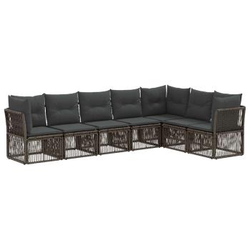 Gartensofa-set 7 stk. Grau Poly-Rattan