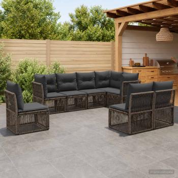 ARDEBO.de - Gartensofa-set 8 stk. Grau Poly-Rattan