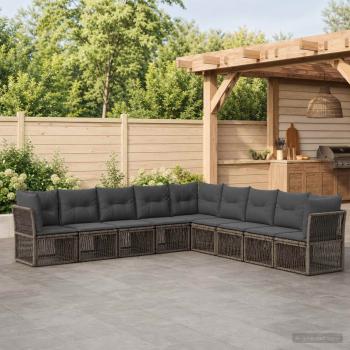 ARDEBO.de - Gartensofa-set 9 Stk. Grau Poly-Rattan
