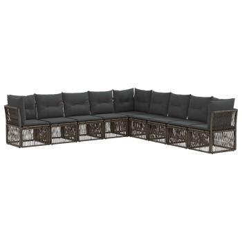 Gartensofa-set 9 Stk. Grau Poly-Rattan