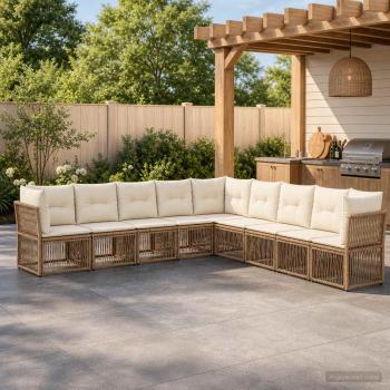 ARDEBO.de - Gartensofa-set 9 stk. Beige Poly-Rattan