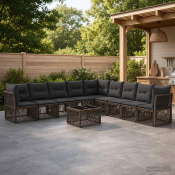 ARDEBO.de - Gartensofa-set 10 stk. Grau Poly-Rattan