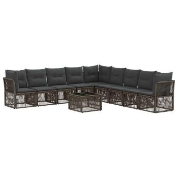 Gartensofa-set 10 stk. Grau Poly-Rattan