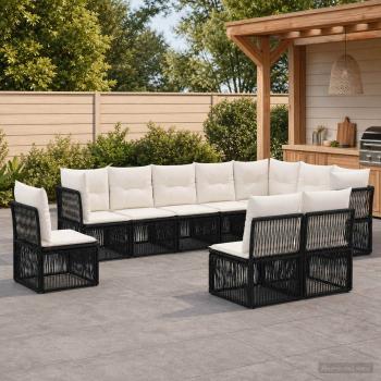 ARDEBO.de - Gartensofa-set 10 Stk. Schwarz Poly-Rattan