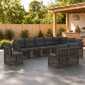ARDEBO.de - Gartensofa-set 10 stk. Grau Poly-Rattan