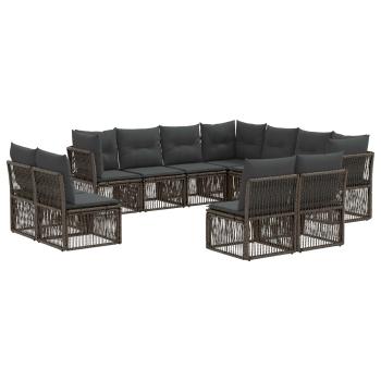 Gartensofa-set 11 stk. Grau Poly-Rattan