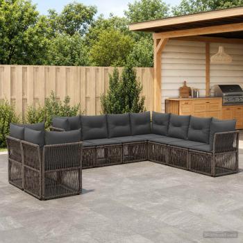 ARDEBO.de - Gartensofa-set 9 stk. Grau Poly-Rattan
