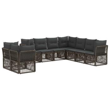 Gartensofa-set 9 stk. Grau Poly-Rattan