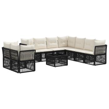Gartensofa-set 10 Stk. Schwarz Poly-Rattan