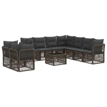 Gartensofa-set 10 stk. Grau Poly-Rattan
