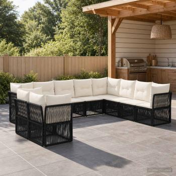 ARDEBO.de - Gartensofa-set 10 stk. Schwarz Poly-Rattan