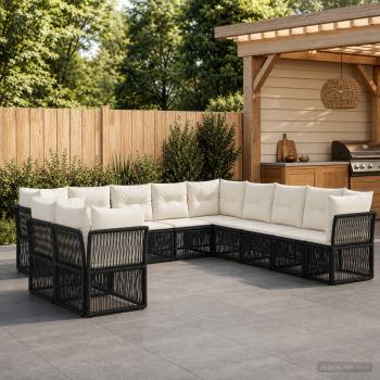 ARDEBO.de - Gartensofa-set 11 stk. Schwarz Poly-Rattan