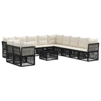 Gartensofa-set 12 stk. Schwarz Poly-Rattan