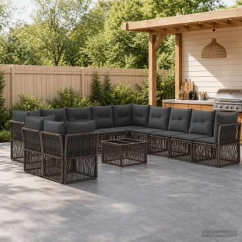 ARDEBO.de - Gartensofa-set 12 Stk. Grau Poly-Rattan