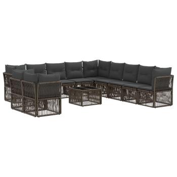 Gartensofa-set 12 Stk. Grau Poly-Rattan
