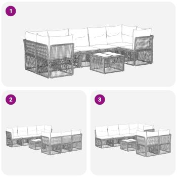 Gartensofa-set 12 Stk. Grau Poly-Rattan