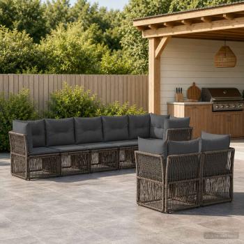 ARDEBO.de - Gartensofa-set 8 stk. Grau Poly-Rattan