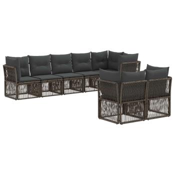 Gartensofa-set 8 stk. Grau Poly-Rattan