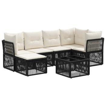 Gartensofa-set 7 stk. Schwarz Poly-Rattan