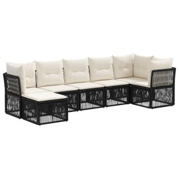 Gartensofa-set 7 stk. Schwarz Poly-Rattan