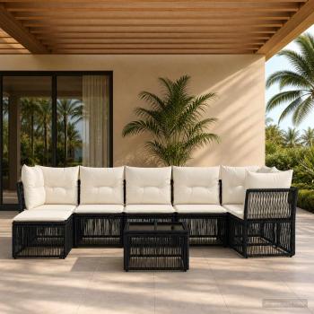 ARDEBO.de - Gartensofa-set 8 stk. Schwarz Poly-Rattan
