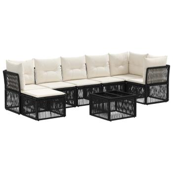 Gartensofa-set 8 stk. Schwarz Poly-Rattan