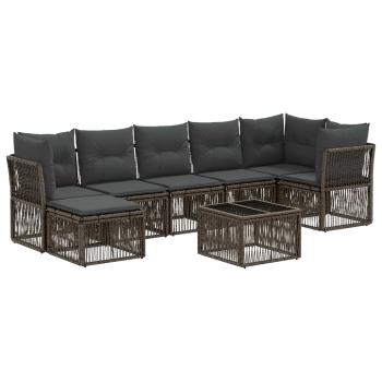 Gartensofa-set 8 Stk. Grau Poly-Rattan